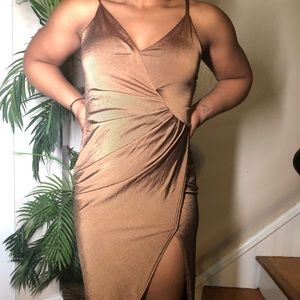 Brown Ruched Dress